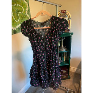 Black floral lace dress